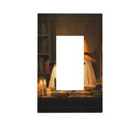 Placca da parete con due simpatici fantasmi e gatto nero per interruttore della luce a bilanciere singolo 1 banda, decorazione per presa di casa, cucina, camera da letto, bagno