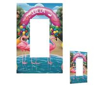 Placca da parete con fenicottero e piscina 1 copertura decorativa moderna per interruttore della luce a 1 banda, infrangibile, per soggiorno, camera da letto, decorazione per la casa, 1 banda