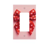 Placca da parete con fiocco rosso con motivo a cuori rosa, piastra frontale per interruttore della luce a bilanciere singolo, 1 banda, decorazione per presa di casa, cucina, camera da letto, bagno