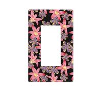 Placca da parete con fiori di gigli, 1 banda senza viti, dimensioni standard 11,7 x 7,1 cm, copertura decorativa per interruttore della luce, in policarbonato termoplastico