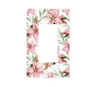 Placca da parete con fiori di gigli rosa, 1 banda senza viti, dimensioni standard 11,7 x 7,1 cm, copertura decorativa per interruttore della luce, in policarbonato termoplastico