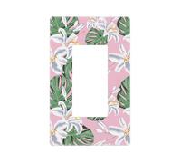 Placca da parete con foglie verdi, gigli, fiori, 1 gang senza viti, dimensioni standard 11,7 x 7,1 cm, copertura decorativa per interruttore della luce, in policarbonato termoplastico