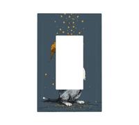 Placca da parete con gatto bianco grigio con stelle dorate che cadono della luce sulla piastra frontalino copertura singola bilanciere 1 banda decoratore presa coperture per la casa cucina camera