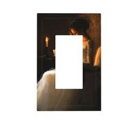 Placca da parete con interruttore a candela, con scritta in inglese "Woman Reading by The Candle", copertura per presa e decorazione per casa, cucina, camera da letto, bagno