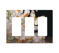 Placca da parete con interruttore a levetta, 2 uscite, con farfalle, narciso, fiori, strega, decorazione per cucina, camera da letto, soggiorno, tre fori