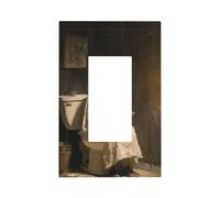 Placca da parete con interruttore della luce bianca con fantasma che legge sul WC, copertura per piastra frontale a bilanciere singolo, 1 banda, decorazione per presa di casa, cucina, camera da letto