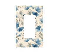 Placca da parete con motivi floreali blu e grigi per interruttore della luce a bilanciere singolo 1 banda, decorazione per presa di corrente per casa, cucina, camera da letto, bagno