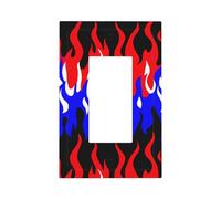 Placca da parete con motivo a fiamma, colore rosso, bianco e blu, copertura per piastra frontale a bilanciere singolo, 1 banda, decoratore, prese, coperture per casa, cucina, camera da letto, bagno