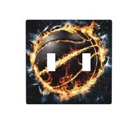 Placca da parete con motivo basket in fiamme, doppia banda, per interruttore, dimensioni standard, 11,4 x 11,4 cm