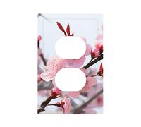 Placca da parete con motivo floreale di prugna, copertura per interruttore duplex a 1 uscita, presa elettrica, piastra da parete, per cucina, camera da letto, decorazione