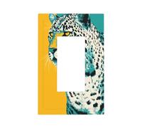 Placca da parete con motivo leopardato nei colori turchese e giallo, copertura per interruttore della luce, 1 banda, decorazione per presa di casa, cucina, camera da letto, bagno