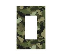 Placca da parete con motivo mimetico con foglie verdi e marroni, copertura per pannello frontale a bilanciere singolo, 1 banda, decorazione per presa di casa, cucina, camera da letto, bagno