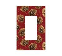 Placca da parete con pigne ad acquerello per interruttore della luce rossa natalizia, copertura a bilanciere singolo, 1 banda, decoratore, prese, coperture per casa, cucina, stanza, bagno