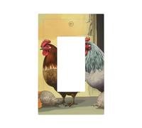 Placca da parete con polli italiani, copertura per interruttore, 1 uscita, duplex, presa elettrica, piastra a parete, per cucina, camera da letto, decorazione