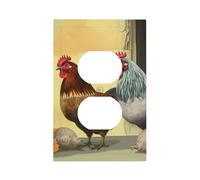 Placca da parete con polli italiani, copertura per interruttore, 1 uscita, duplex, presa elettrica, piastra a parete, per cucina, camera da letto, decorazione