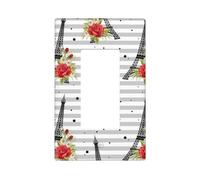Placca da parete con rose Torri Eiffel, 1 piastre da parete, dimensioni standard 11,2 x 6,9 cm, copertura decorativa per interruttore della luce, in policarbonato termoplastico