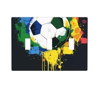 Placca da parete con stampe colorate a tema calcio con tripla levetta, copertura decorativa a 3 uscite