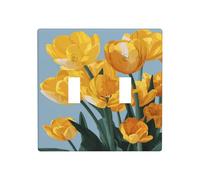 Placca da parete con tulipani gialli, semplice e doppia banda, decorazione per interruttore, dimensioni standard - 11,4 x 11,4 cm