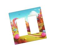 Placca da parete decorativa per presa a 2 bande Duplex Wallplate candy land Edge Outlet Cover per interruttore della luce Placca decorativa da parete 12,7 x 7,6 cm in termoplastica standard stile H