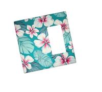 Placca da parete decorativa per presa a 2 moduli, con fiori di ibisco tropicale, copertura per interruttore della luce, copertura decorativa per interruttore della luce, 12,7 x 7,6 cm, in materiale