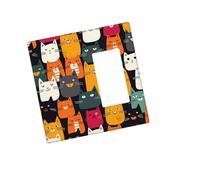 Placca da parete decorativa per presa a 2 moduli, duplex, motivo animali e gatti, copertura per interruttore della luce, piastra decorativa da parete, 12,7 x 7,6 cm, in materiale termoplastico