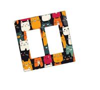 Placca da parete decorativa per presa a 2 moduli, duplex, motivo animali e gatti, copertura per interruttore della luce, piastra decorativa da parete, 12,7 x 7,6 cm, in materiale termoplastico