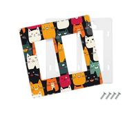 Placca da parete decorativa per presa a 2 moduli, duplex, motivo animali e gatti, copertura per interruttore della luce, piastra decorativa da parete, 12,7 x 7,6 cm, in materiale termoplastico