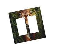 Placca da parete decorativa per presa di corrente a 2 bande Duplex Wall Plate tigre nella giungla Coperture per interruttori della luce Copertura decorativa da parete 12,7 x 7,6 cm Termoplastica