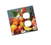 Placca da parete decorativa per presa di corrente a 2 moduli, duplex, con frutta tropicale e fiori, copertura per interruttore della luce, piastra decorativa da parete 12,7 x 7,6 cm, in materiale