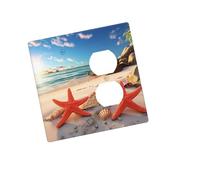 Placca da parete decorativa per presa di corrente a 2 moduli, piastra a parete duplex sabbia spiaggia stella marina bordo coperture interruttore luce piastra decorativa da parete 12,7 x 7,6 cm