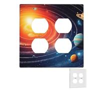 Placca da parete decoratore 2 bande coperture per interruttori della luce duplex prese coperture spazio esterno galassia sistema solare piastre da parete per prese elettriche Copertura spina di medie