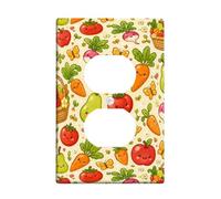 Placca da parete duplex a forma di carota, fantasiosi pomodori giocosi pera primaverili, in plastica verde, dimensioni standard, doppia presa di corrente, per soggiorno, camera da letto, decorazione