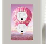 Placca da parete duplex singola rosa con mongolfiera, copertura decorativa per interruttore della luce, in plastica, decorazione per casa, camera da letto, cucina, 11,4 x 7,9 cm, dimensioni standard