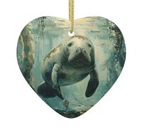 Placca da parete in ceramica da appendere a forma di cuore con lamantino, regalo per amici, regalo di Natale felice per la casa