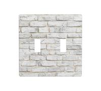 Placca da parete in mattoni dipinti bianchi, doppia banda, copertura per luce da parete, interruttore decorativo, dimensioni standard - 11,4 x 11,4 cm