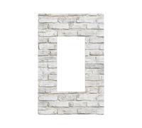 Placca da parete in mattoni dipinti di bianco con texture per interruttore della luce, piastra frontale a bilanciere singolo, 1 banda, decoratore, prese, coperture per casa, cucina, stanza, bagno