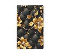 Placca da parete in pelle nera con fiori dorati e foglie, per interruttore della luce, decorativa, 1 banda, per cucina, camera da letto, bagno, dimensioni 11,4 x 7 cm