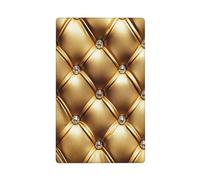 Placca da parete in pelle trapuntata con bottoni a rombi dorati, per interruttore della luce, decorativo, 1 banda, per cucina, camera da letto, bagno, dimensioni 11,4 x 7 cm
