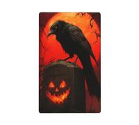 Placca da parete in stile gotico con corvo su pietra tombale con luna rossa singola, per interruttore della luce, decorativa, 1 banda, per cucina, camera da letto, bagno, dimensioni 11,4 x 7 cm