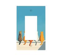 Placca da parete minimalista con cinque gatti su sfondo bianco, per interruttore della luce, copertura a bilanciere singolo, 1 banda, decorazione per presa di casa, cucina, camera da letto, bagno