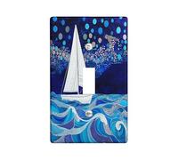 Placca da parete per interruttore a forma di barca a vela, stile nautico, con 1 interruttore singolo, divertente piastra elettrica per camera da letto, bagno, barca magica, dimensioni standard