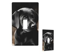 Placca da parete per interruttore a levetta singola, motivo cucciolo di labrador nero, interruttore a levetta, decorativo, 1 banda, dimensioni standard 11,4 x 7 cm