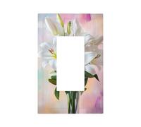 Placca da parete per interruttore della luce a forma di bouquet di gigli bianchi, copertura singola a bilanciere 1 banda, decorazione per presa di casa, cucina, camera da letto, bagno