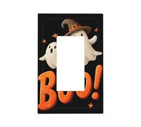 Placca da parete per interruttore della luce a forma di cappello da strega marrone con fantasmi in stile retrò arancione, copertura a bilanciere singolo, 1 banda, decorazione per presa di casa, cucina