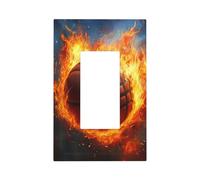 Placca da parete per interruttore della luce a forma di pallacanestro nel fuoco, copertura a bilanciere singolo, 1 banda, decorazione per presa di corrente per casa, cucina, camera da letto, bagno