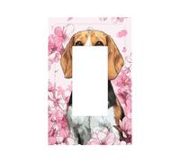 Placca da parete per interruttore della luce a forma di simpatico cane Beagle, con fiori rosa, copertura a bilanciere singolo, 1 banda, decorazione per presa di casa, cucina, camera da letto, bagno