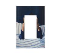 Placca da parete per interruttore della luce a letto, con immagine di una donna che legge nel letto, copertura per piastra frontale a bilanciere singolo, 1 banda, decorazione per presa di corrente per