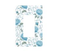 Placca da parete per interruttore della luce bianca con rose blu pastello e turbinii su piastra frontale a bilanciere singolo 1 banda, decorazione per presa di casa, cucina, camera da letto, bagno