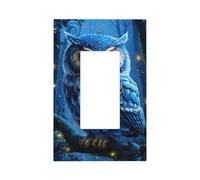 Placca da parete per interruttore della luce blu con gufo nella foresta, copertura per piastra frontale a bilanciere singolo, 1 banda, decoratore, copertine per presa per casa, cucina, camera da letto