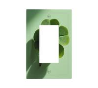 Placca da parete per interruttore della luce botanica a quadrifoglio verde, copertura a bilanciere singolo, 1 banda, decorazione per presa di corrente per casa, cucina, camera da letto, bagno